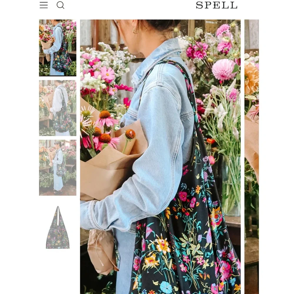 NEW! Rare Spell Black Floral Tote Bag with Multicolor Blooms